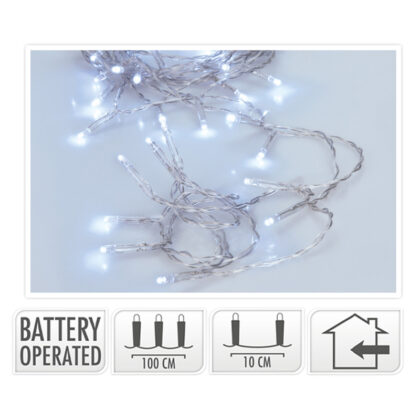 Φωτάκια Μπαταρίας 10Led με Καλώδιο Διάφανο 1Μ – Ψυχρό
