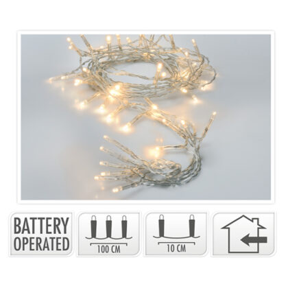 Φωτάκια Μπαταρίας 10Led με Καλώδιο Διάφανο 1Μ – Θερμό