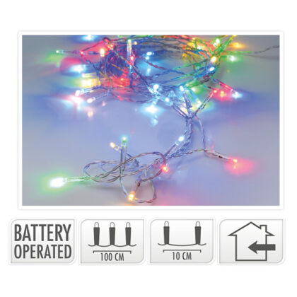 Φωτάκια Μπαταρίας 10Led με Καλώδιο Διάφανο 1Μ – Πολύχρωμο
