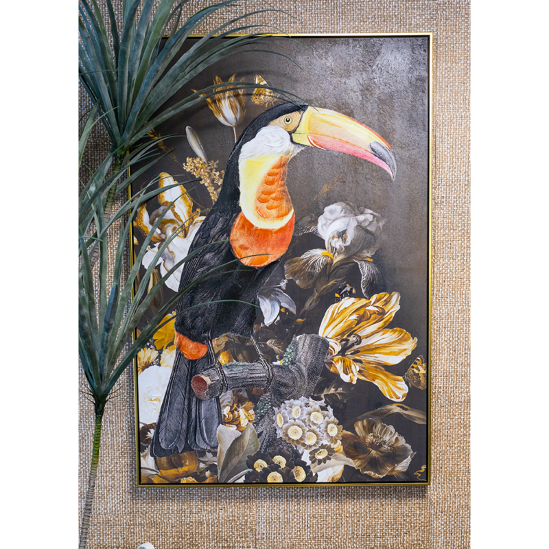 Πίνακας Ελαιογραφία με Πουλί Τούκαν σε Καμβά 82Χ122εκ